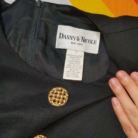 80s Black Pleated Midi Dress by Danny & Nicole - Picture 3 of 8